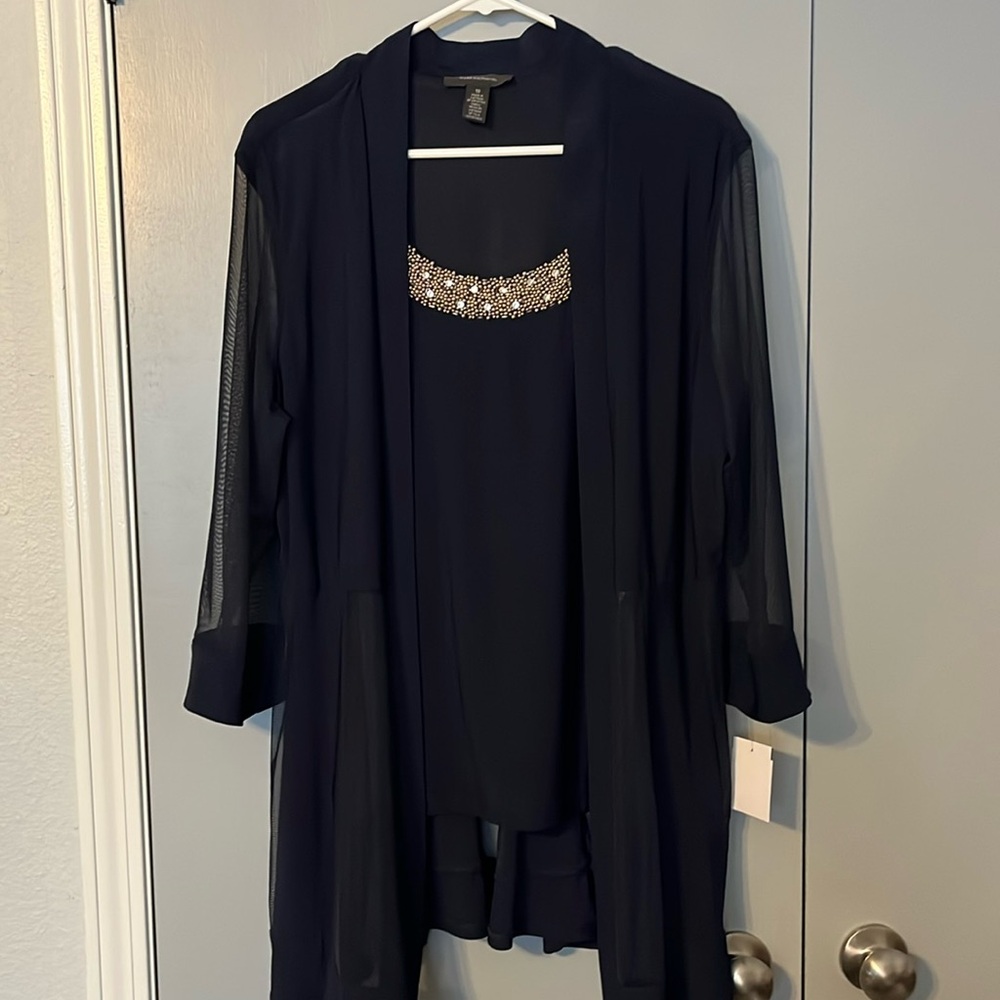 Gorgeous Navy R&M Richards Faux Blouse and Jacket